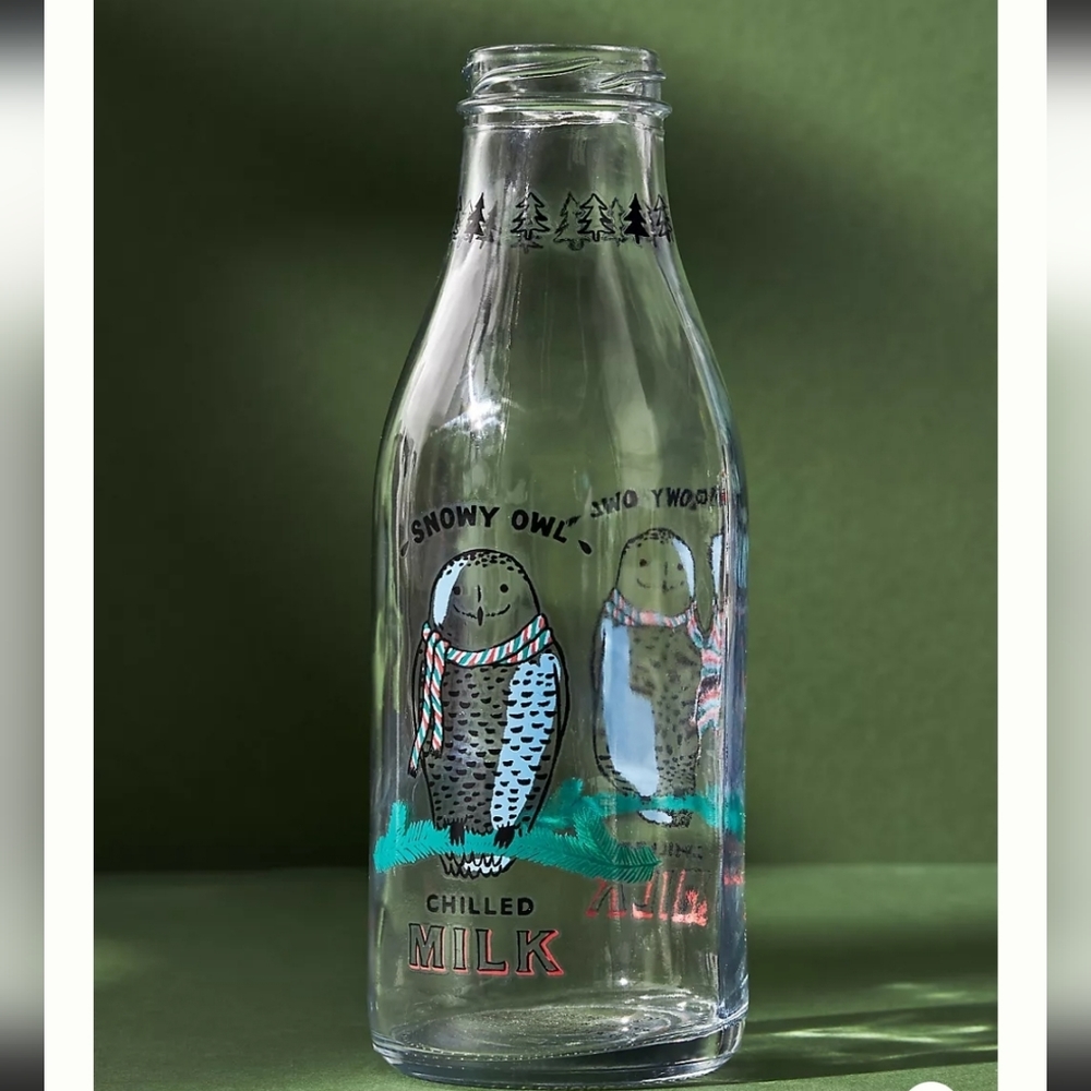 Anthropologie George & Viv Retro Milk Bottle - Snowy Owl Chilled Milk - Picture 2 of 9